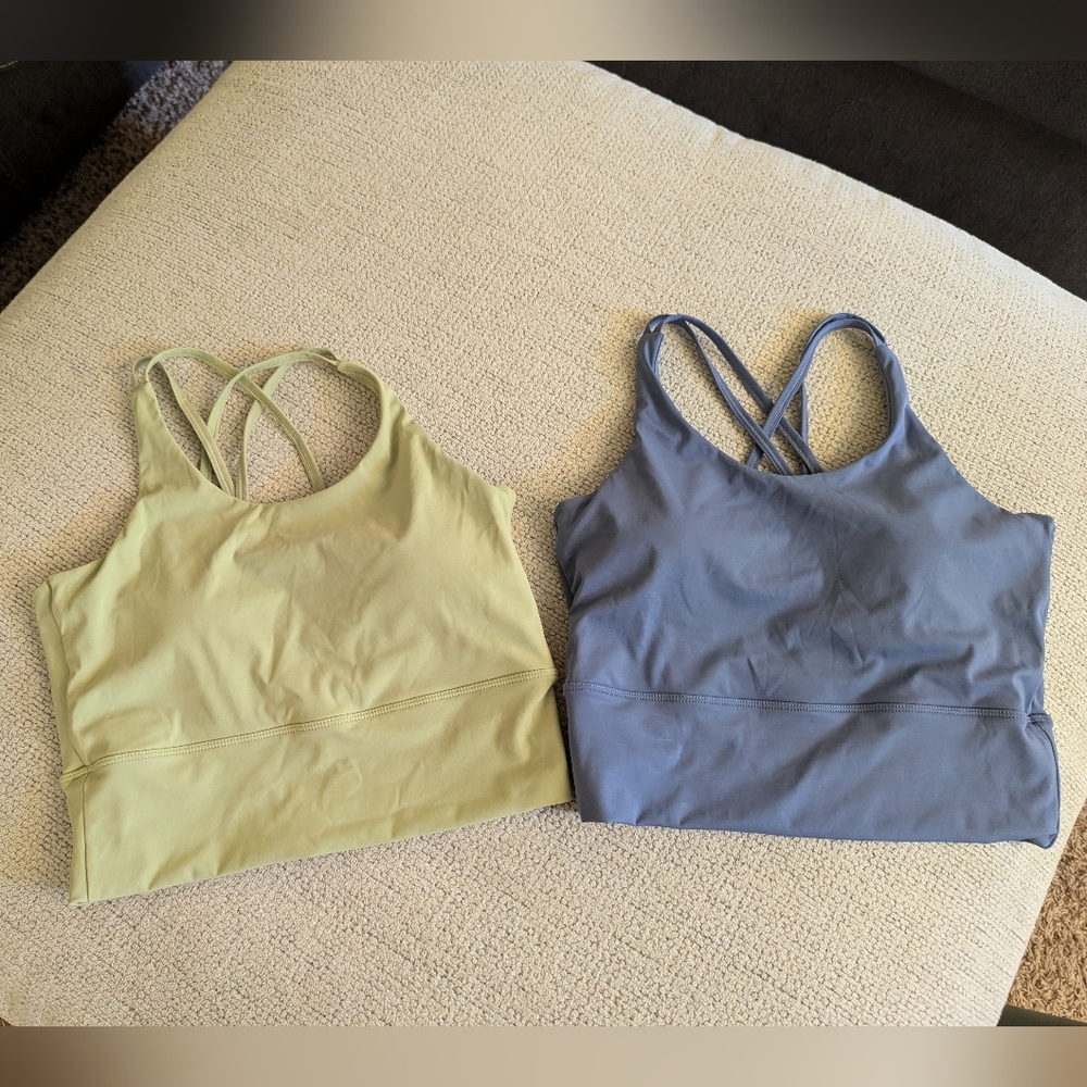 Yoga padded tank tops. Blue and green. Size medium. Brand: ZEESHY